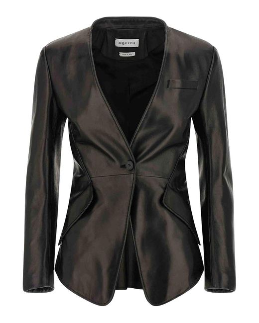 McQueen Black Nappa Blazer
