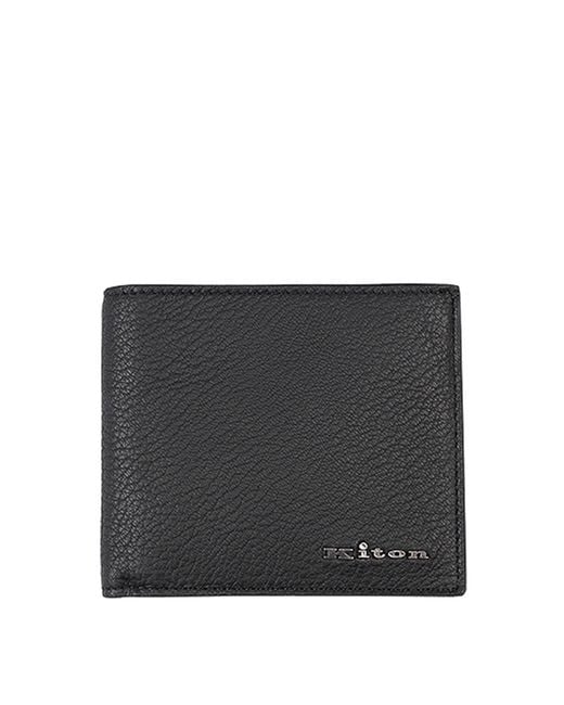 Kiton Gray Deerskin Wallet for men