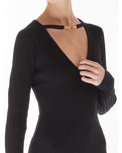 Just Cavalli Black Long Sleeve Lurex Dress