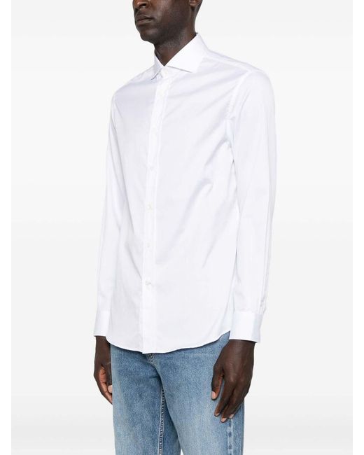 Brunello Cucinelli White Cotton Shirt for men