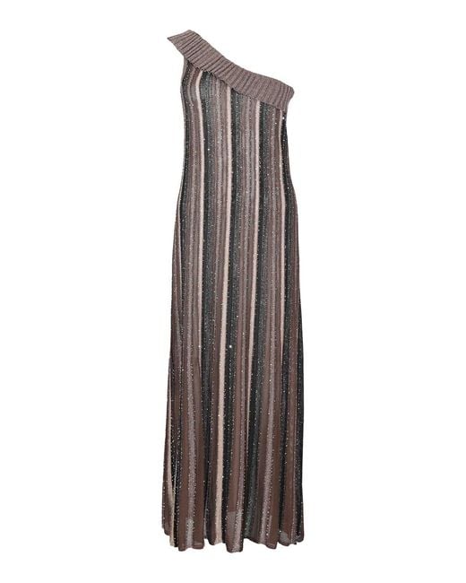 D. EXTERIOR Brown One-Shoulder Dress