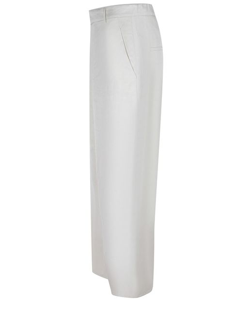 Alysi White Trousers Made From A Linen Blend