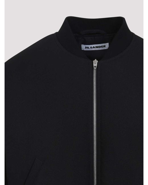 Jil Sander Black Cropped Bomber Jacket for men