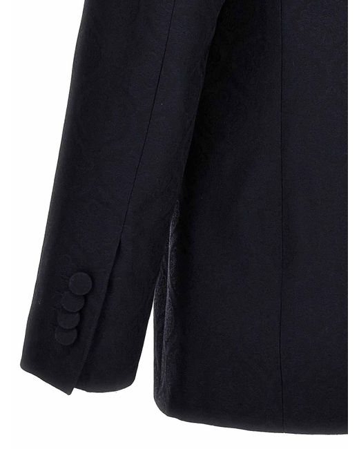 Etro Blue Single-Breasted Jacquard Blazer for men
