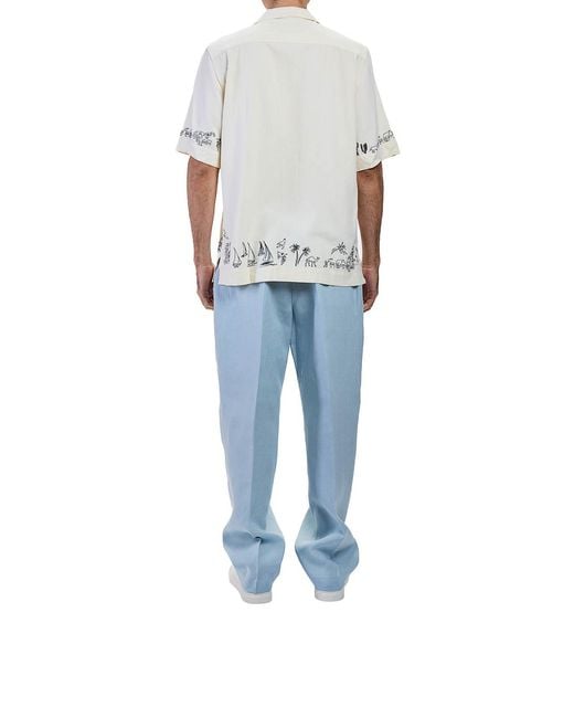 Paul Smith White Summer Reverie Embroidery S/S Shirt for men