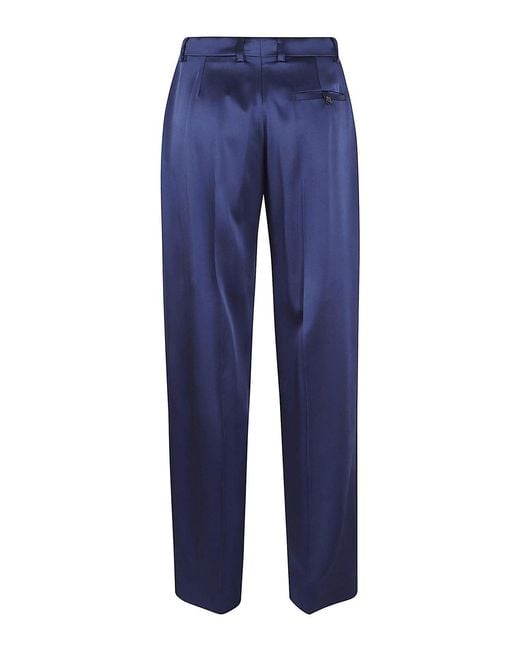 Stella McCartney Blue Satin Dropped Waist Straight Wide Leg