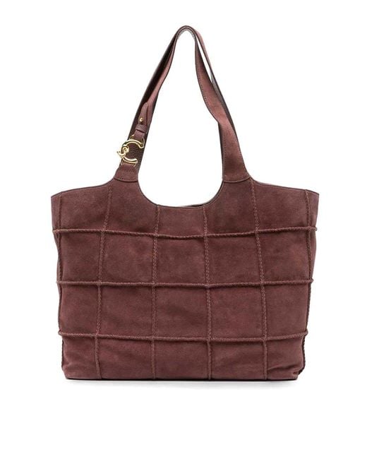 Coccinelle Purple Handbag Check Sueembro/Grale Berry/Berry