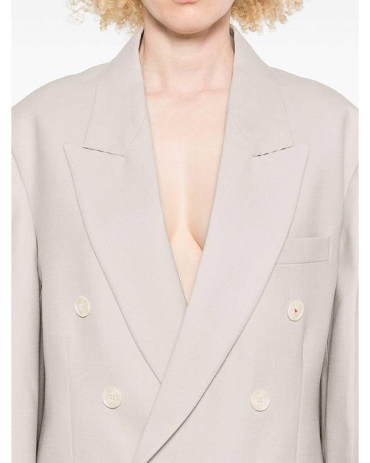 Victoria Beckham Natural Double-Breasted Blazer