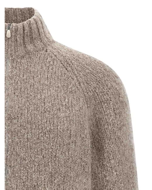 Brunello Cucinelli Gray Alpaca Wool Cardigan for men