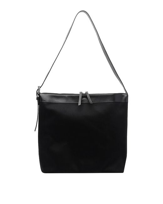 Borsa A Tracolla Vera Maxi di A.P.C. in Black da Uomo