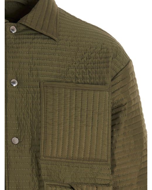 Khrisjoy Green 'Chore Quilted Stripes' Down Jacket for men