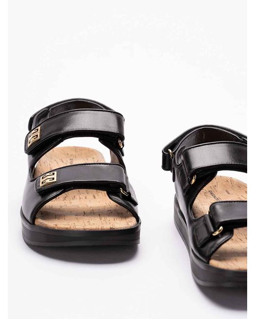 Givenchy Black Leather 4G Sandals
