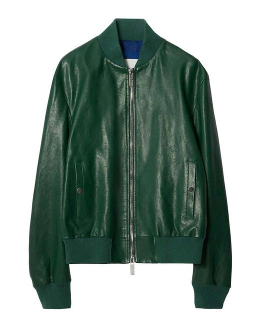 Burberry Green Leather Blouson for men
