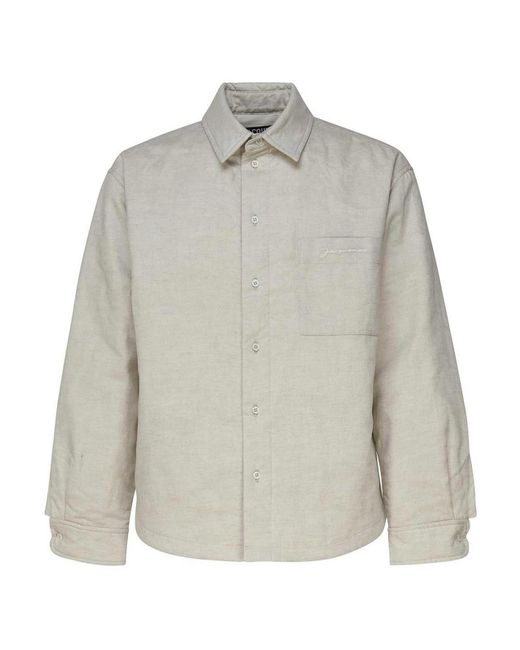 Jacquemus Gray White Cotton Shirt for men