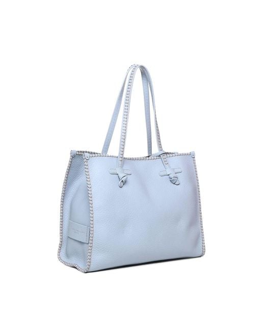 Gianni Chiarini Blue Marcella Shopping Bag In Leather