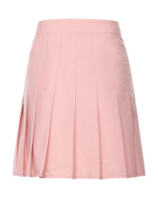 Burberry Pink Stretch Nylon Mini Skirt With Pleats