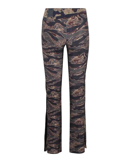 DIESEL Gray Flared Trousers Camouflage Motif