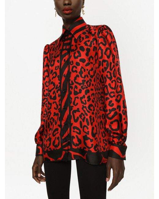 Dolce & Gabbana Red Animalier Print Shirt