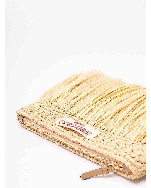 Jimmy Choo Natural Zipped Flat Pouch