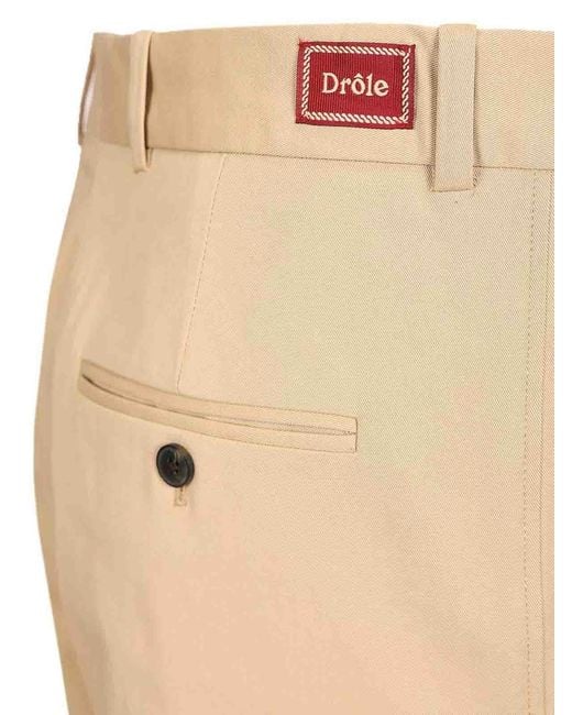 Drole de Monsieur Natural Cropped Plis Trousers for men