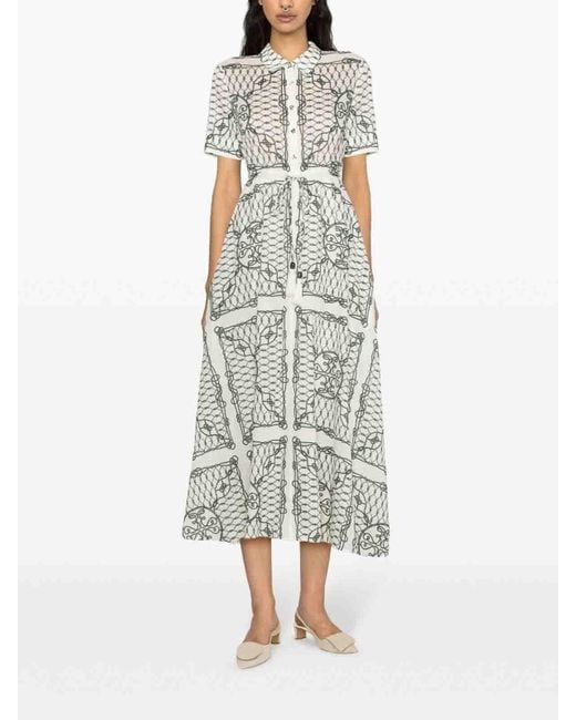 Tory Burch Gray Long Dress With Pattern