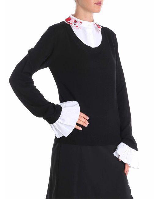 Vivetta Black Zucchi Sweater With Shirt Neckline