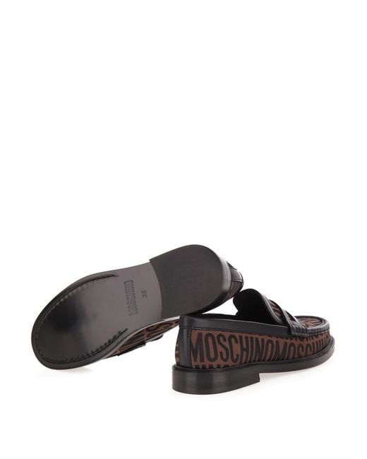 Moschino Gray Logo Loafers