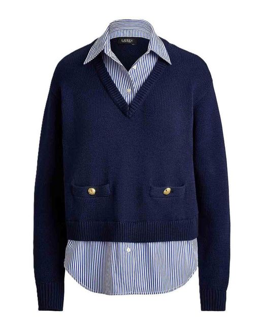 Ralph Lauren Blue Sweater-Pullover-Combed Cotton