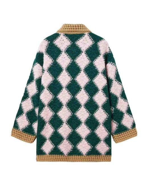 LaDoubleJ Green Crochet Bowling Cardigan