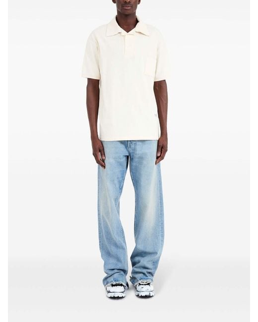 Maison Margiela White Logo-Print Polo Shirt for men