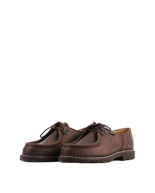 Paraboot Brown Leather Lace-Up Derby Shoes for men