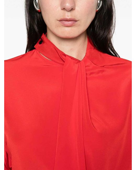 Victoria Beckham Red Drape Detail Blouse