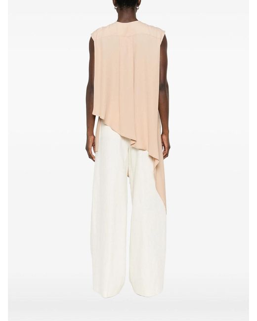 Fabiana Filippi Natural Asymmetric Hem Sleeveless Top