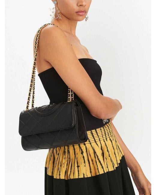 Tory Burch Fleming Soft Small Leather Shoulder Bag in Black Lyst