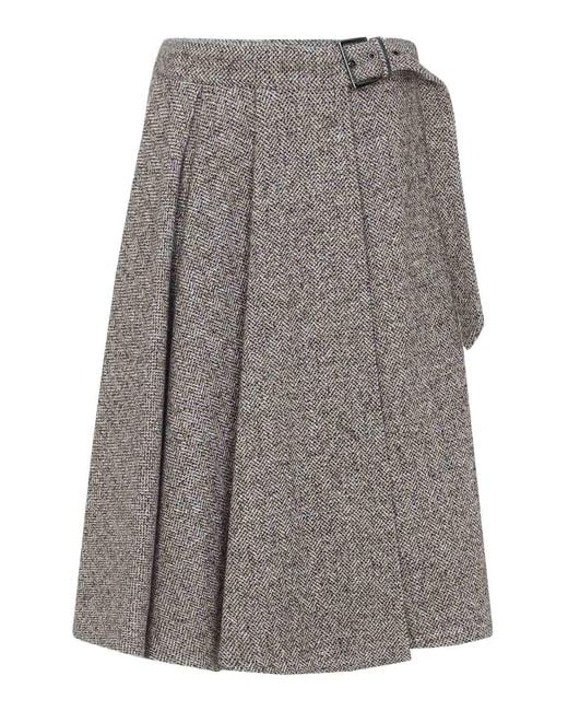 Brunello Cucinelli Gray Kilt Skirt