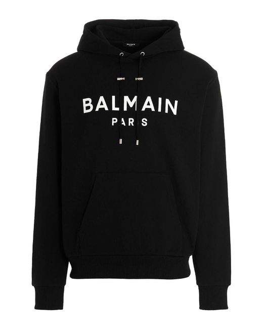 Balmain Black Paris Logo Hoodie for men