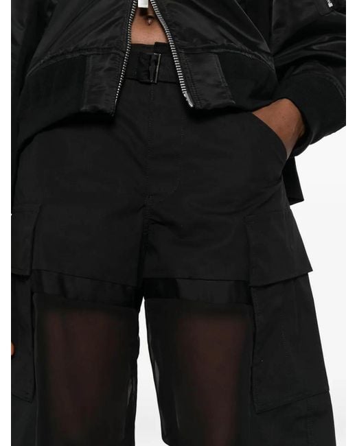 Sacai Black Cotton Coating Pants