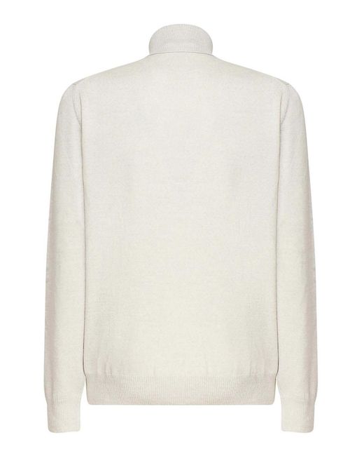 Fay White Wool Turtleneck Sweater for men
