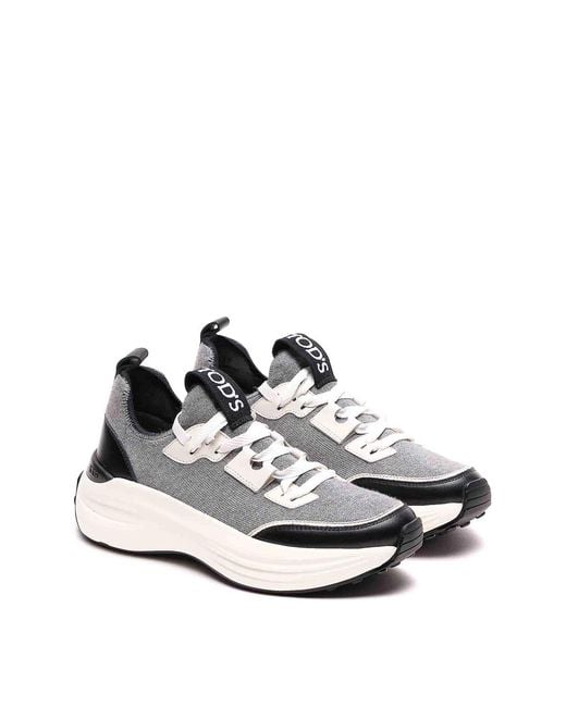 Tod's White Fabric And Leather Sneakers