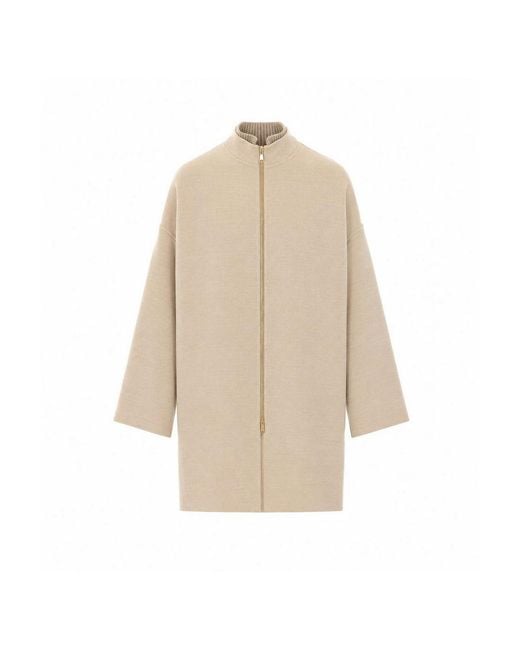 Fabiana Filippi Natural Coat With Frontal Zip Closure