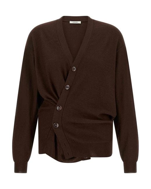 Lemaire Brown Relaxed Twisted' Cardigan