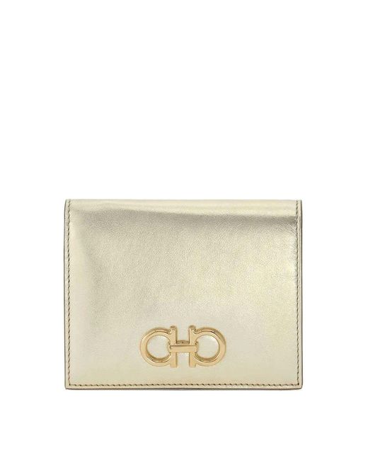 Ferragamo Natural Gancini Laminated Leather Compact Wallet