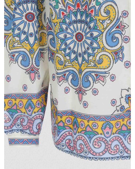 Etro Blue Cotton And Silk Blouse
