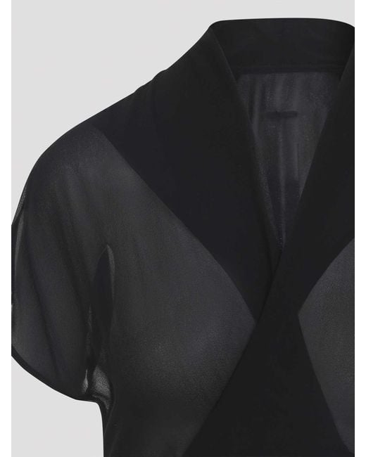 Rick Owens Black Wrap Ss Top