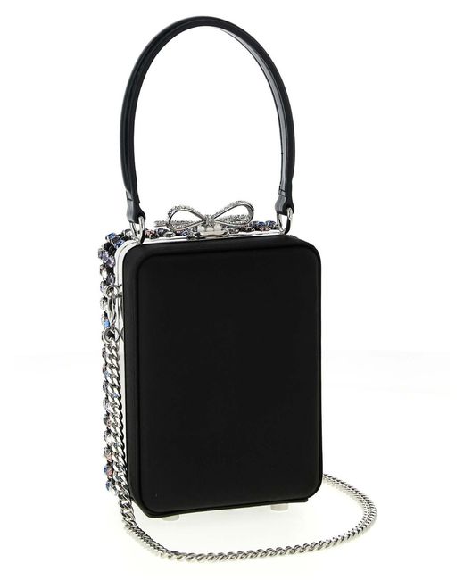 Self-Portrait Black Multi Crystal Chainmail Handbag
