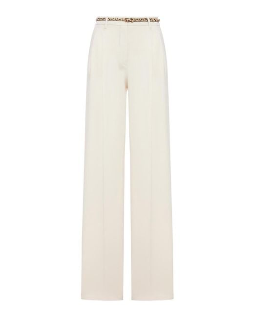Max Mara White Fluid Cady Trousers