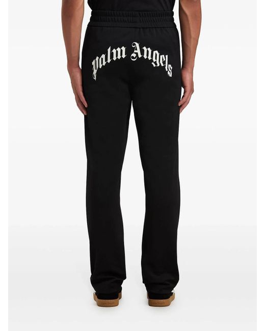 Palm Angels Black Back Curved Logo Track Pants for men