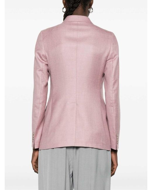 Tagliatore Pink Double-Breasted Wool Blazer