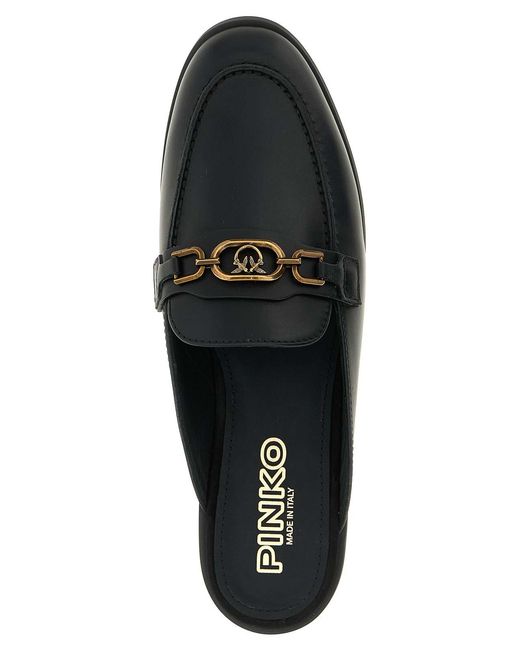 Pinko Black Mule En Cuir Naty 09 À Logo