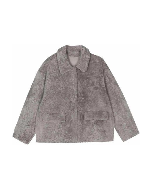 Desa Nineteenseventytwo Gray Shearling Jacket
